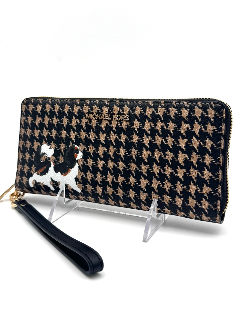 Michael Kors Large Continental Wallet Wristlet Black/Camel